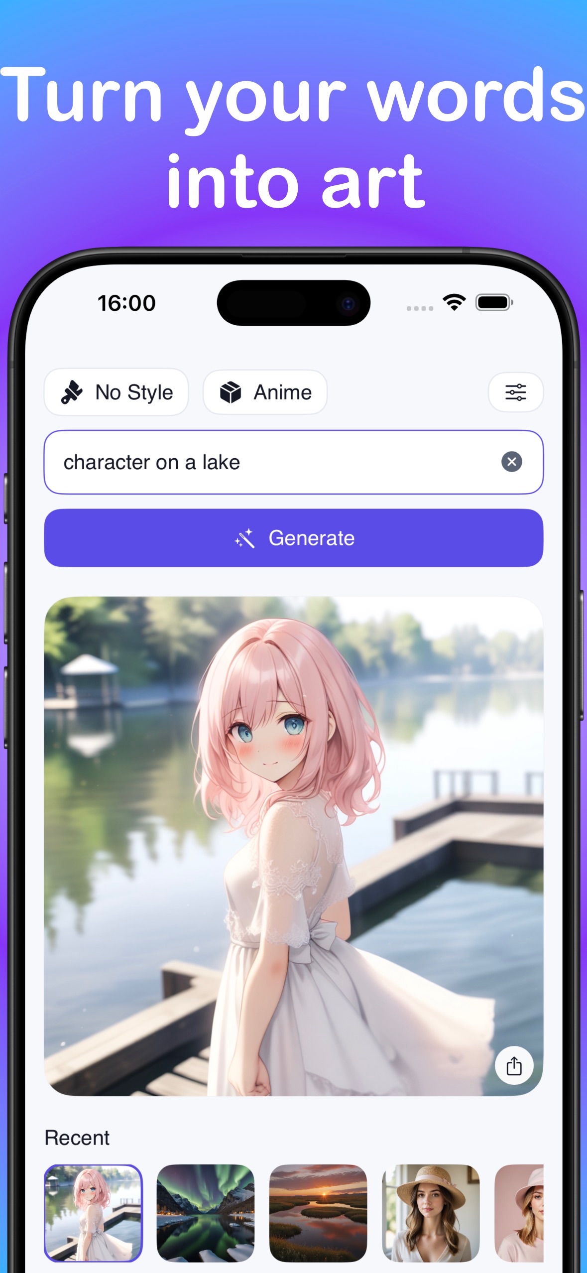 LocalGen text-to-image Anime model result on iPhone